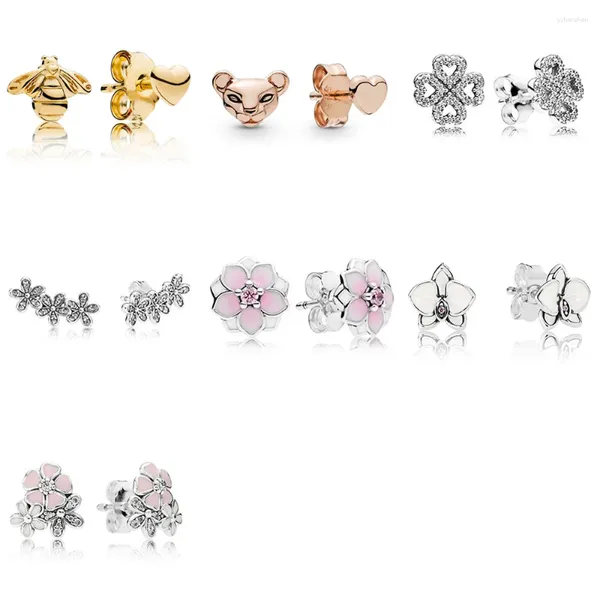 Ohrstecker 1 Paar 925 Sterling Silber Goldfarbe Honigbiene Rose Leopard Für Frauen Hochzeit Party Schmuck Geschenk