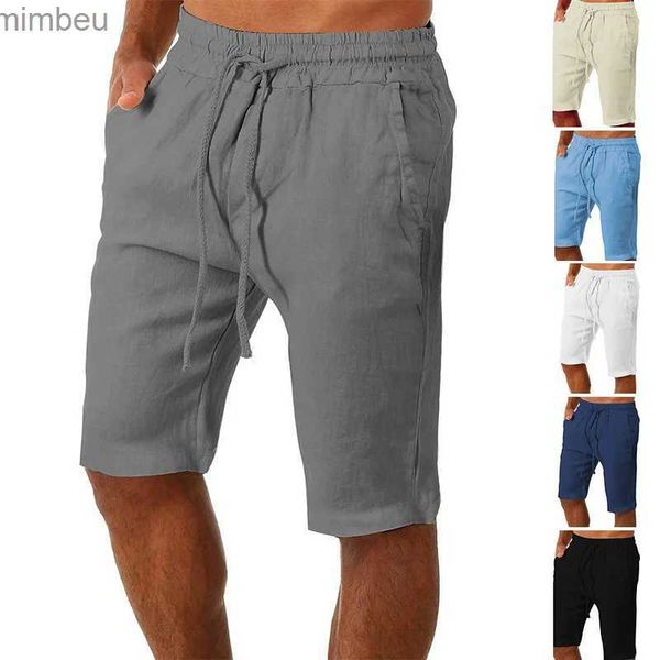 Herren Shorts Sommer Männer Casual Cargo-Shorts Baumwolle Leinen Shorts Männlichen Lose Sport Strand Shorts Tasche Gym Jogginghose Soild Shorts Mann KleidungL240111