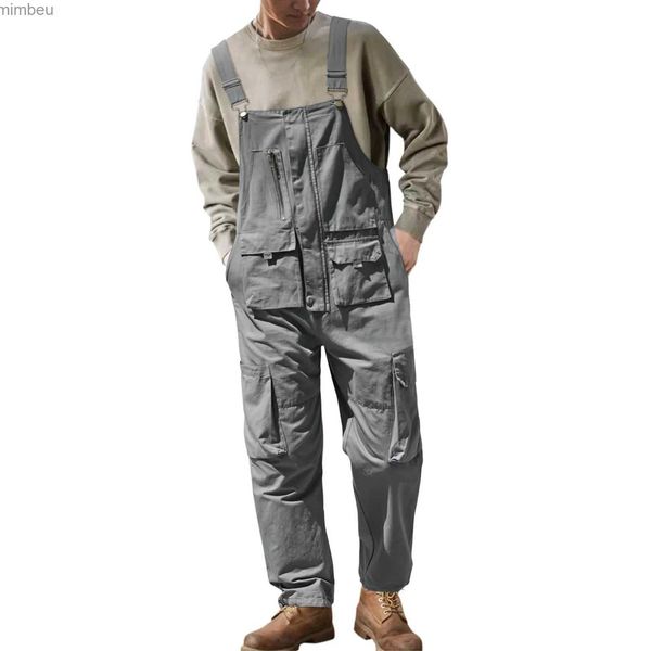 Erkekler Kot pantolonlar Genel Mens için Bibs Biber Çalışma gübreleri Unisex Workwear Romper Büyük Boy Tulum Trafesi Resmi Mağaza Uzun Tulumlarl240111