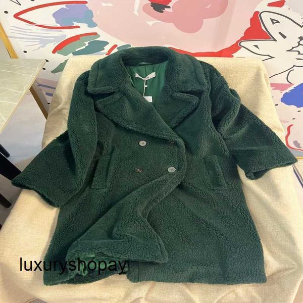 Maxmaras Teddy Bear Coat Feminino Casacos de caxemira spotgreen 40 segundos enviado para Maxmaras Label Cutting Store à venda para Teddy Bear Flat Coat 1perak