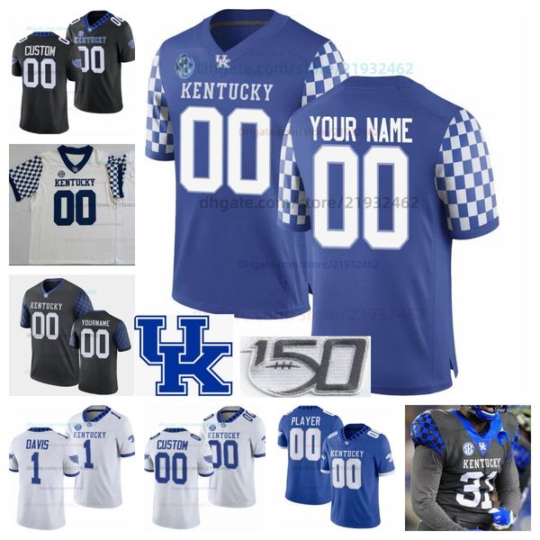 Custom Kentucky College Football NCAA 150th Jersey Qualsiasi nome numero 6 Dane Key 16 Deuce Hogan 7 Barion Brown 18 Brandon White 33 Jaquez Keyes