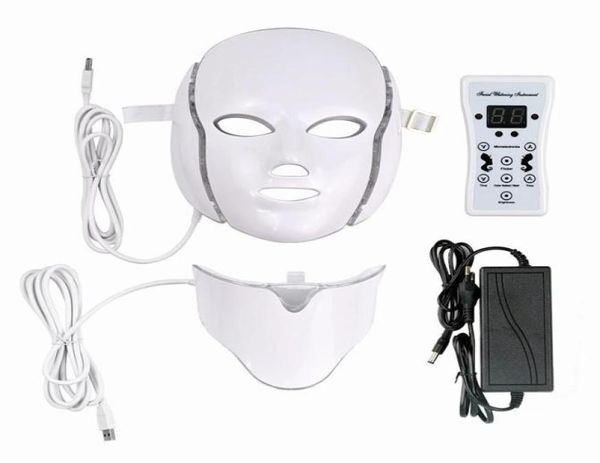 Neuheiten 7-Farben-LED-Maske Lichttherapie Gesicht Schönheitsmaschine LED-Gesichtshalsmaske mit Mikrostrom-LED-Hautverjüngung 9460526