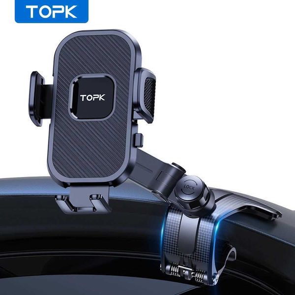 Supporto per telefono TOPK per cruscotto dell'auto Supporto per telefono cellulare per auto regolabile a 360 gradi con clip in silicone antiscivolo Stabile a più angoli