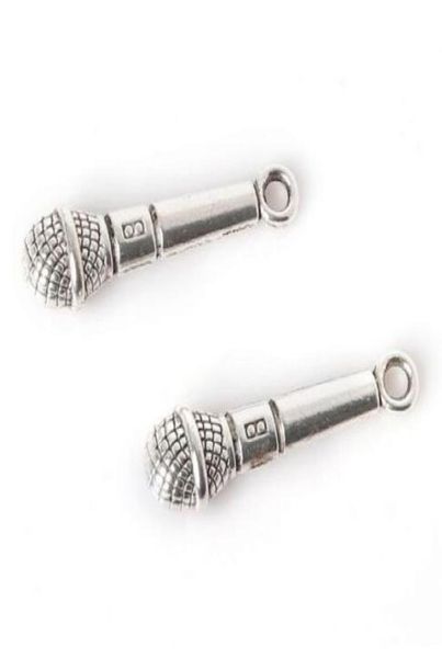 100 pezzi in lega d'argento antico microfono musicale pendenti con ciondoli per risultati di creazione di gioielli fai da te 25x8mm3798156