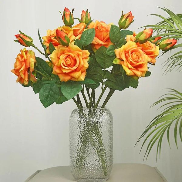 Fiori decorativi 1pc Bouquet di fiori di seta fai da te Real Touch Composizioni floreali per matrimoni Decorazioni per la casa finte Rosa artificiale