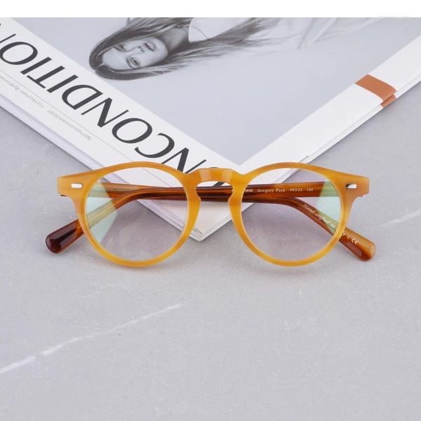 Montature per occhiali da sole Gregory Peck Occhiali rotondi trasparenti Donna Occhiali da vista vintage in acetato Occhiali miopia OV5186