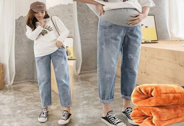 Autunno Inverno Pantaloni di maternità di lana spessa Vita elastica Pancia dritta Abbigliamento casual per le donne incinte OL Gravidanza 112301 Bott5997444