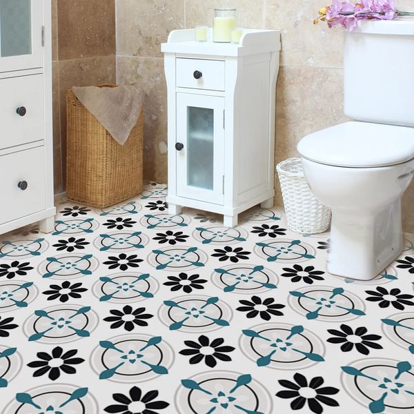 4 pezzi di carte per pavimenti Decorazioni per la casa Piastrelle colorate in porcellana Decalcomanie in ceramica 3d Carta da parati in PVC per il bagno 240112