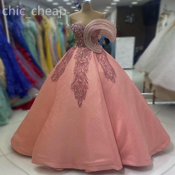 Pink Aso Ebi Meerjungfrau Prom Kleid Perlen Perlen Kristalle Abend formelle Party Zweiter Empfangsgeburtstag Verlobungskleider Kleider Robe de Soiree zj es