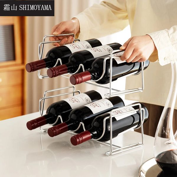 Shimoyama empilhável rack de vinho 304 aço inoxidável geladeira organizador universal garrafa armazenamento titular mesa exibição 240111