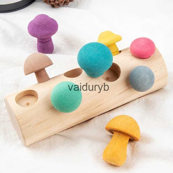 Giocattoli di intelligenza Blocchi arcobaleno in legno Gioco di raccolta dei funghi Giocattoli educativi Montessori per bambini in legno per ldren Forma Matng Assemblaggio Graspvaiduryb