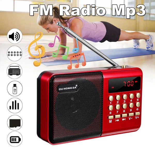 Radio Nuovo mini portatile portatile portatile FM Digital USB TF Mp3 Stopaker ricaricabile
