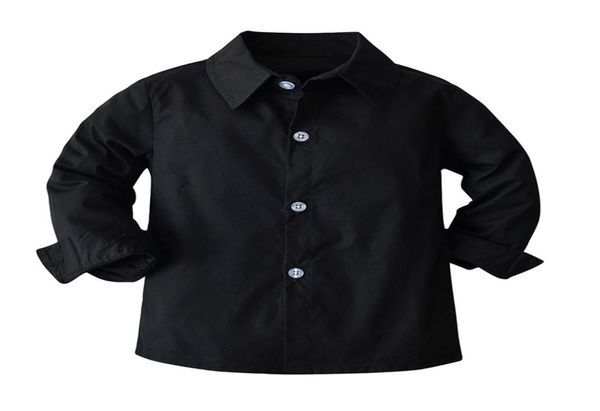 Primavera outono bebê menino camisas preto manga longa lapela cardigan camisa casual crianças cavalheiro blusas topos crianças meninos roupas 22038348829