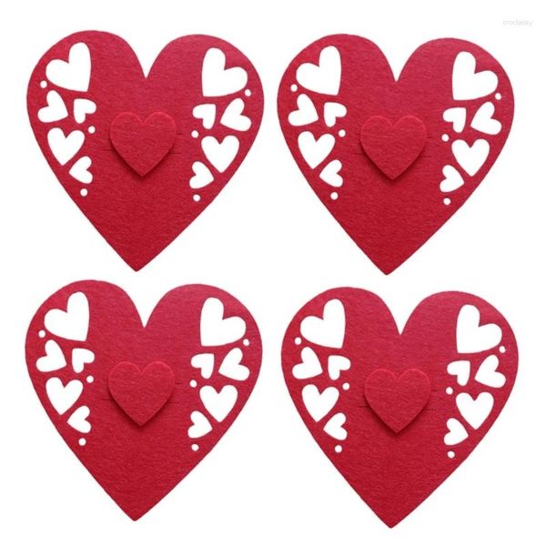 Set di stoviglie 652F Coltello a forma di cuore, forchetta, borsa, copertura per posate, decorazione da tavola per San Valentino