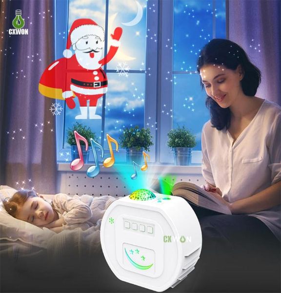 Mais novo natal galáxia céu estrelado efeitos projetor led night light bluetooth usb controle de voz leitor música alto-falante estrela projeto5921217