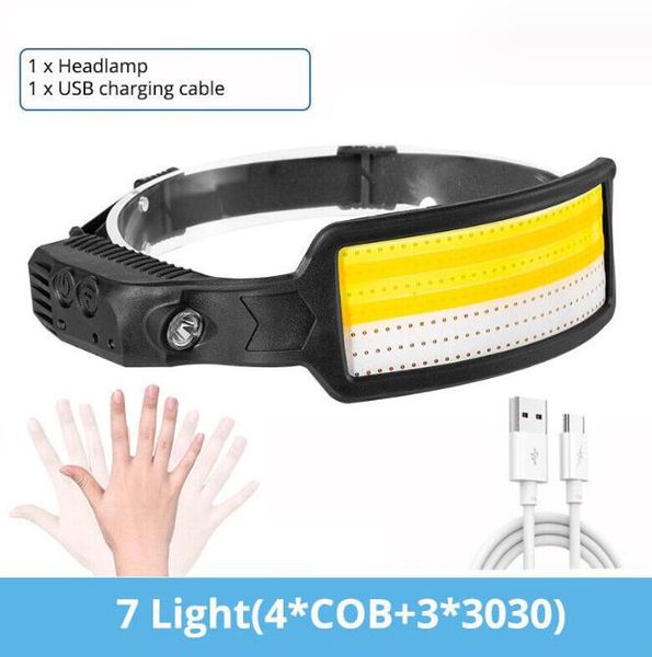 COB Starkes Licht Wiederaufladbare Scheinwerfer Rotes Licht Warnlicht Tragbare Outdoor COB Angeln Camping Nacht Lauf Scheinwerfer