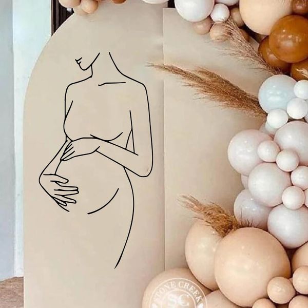 Adesivo da parete silhouette donna incinta Gender Reveal Party Baby Shower Decalcomania Compleanno Home Decor 240112