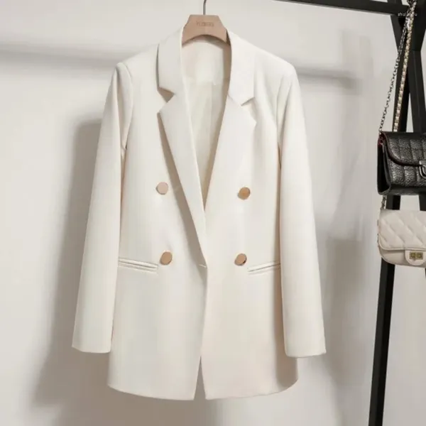 Abiti da donna Primavera Autunno Blazer da donna Office Lady Blazer doppiopetto Cappotto Moda Colletto dentellato Manica lunga Capispalla da donna Top