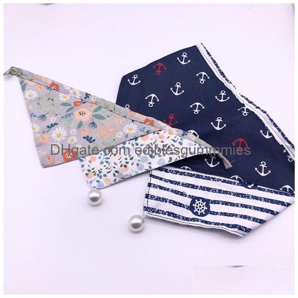 Moda impressa pet saliva toalhas 2 padrão adorável charme bandanas moda toque macio gato cão bonito triângulo cachecol entrega gota dhoi9