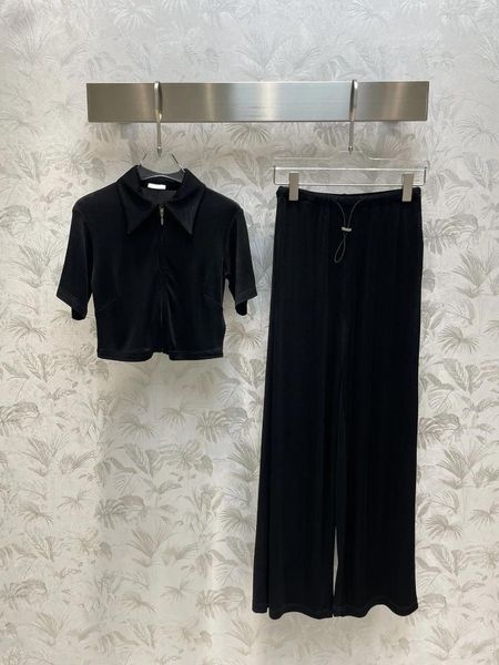 Женские брюки из двух предметов, короткая футболка на молнии с эластичной резинкой на талии и шнурком, дизайнерская ткань, удобная и дышащая