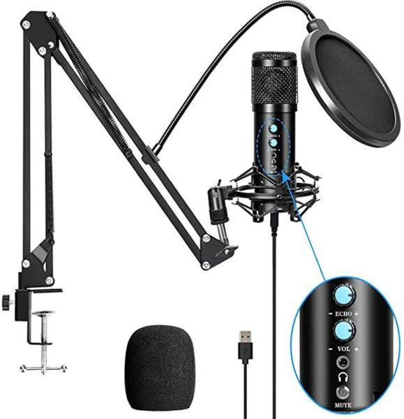 Profesyonel Kondenser USB Mikrofon Dizüstü Bilgisayar Stand Karaoke Şarkı Söyleyen Oyun Podcast Stüdyosu Mic5032727