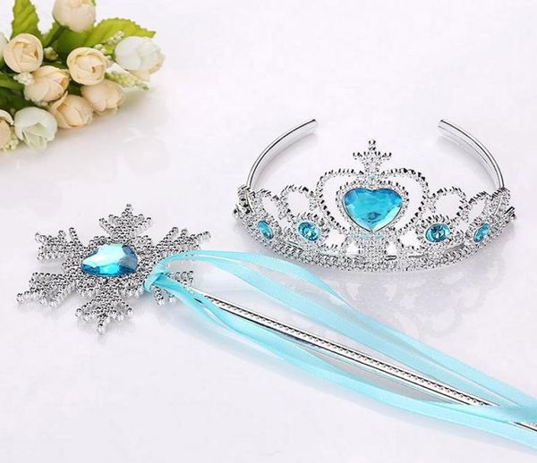 Snowflake kurdele asası Crown Set Set Peri Kızı Noel Partisi Gem Çubuklar Sihirli Değnek Çelenk Kafa Bandı Tiaras Prenses Cos PSSS 1130057