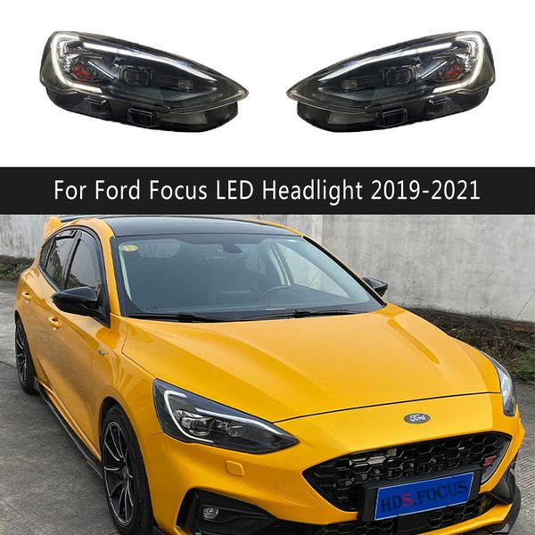 Gündüz Koşu Işığı Dinamik Flama Turn Sinyal Ford Focus MK4 LED FARDIGHE 19-21 Ön lamba Otomobil Parçaları Yüksek Beam Angel Göz