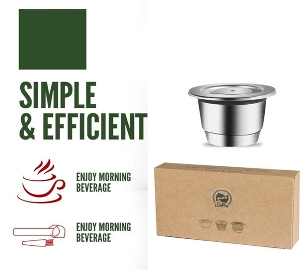 iCas Upgrade EcoFriendly Imballaggio Capsule di caffè riutilizzabili per Nespresso Capsule ricaricabili Pod Espresso Crema Maker fiols 2206092112219