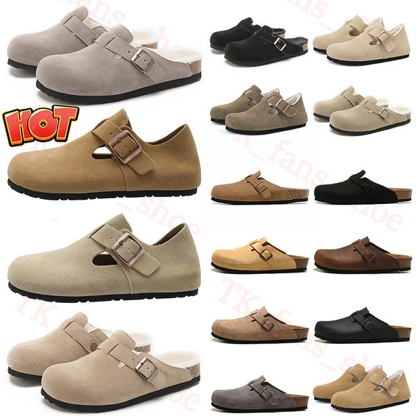 Pantofole Birkinstocks Luxury Boston Zoccoli Sandali shearling scamosciato Plantare morbido Infradito Arizonas Sughero Suola piatta Mocassini Sneaker Donna Uomo Sneakers Taglia 36-45