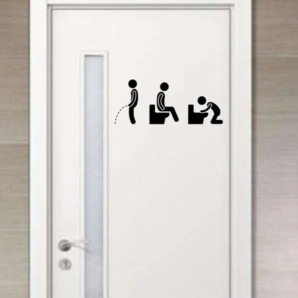 Engraçado sinal de banheiro adesivos homem wc adesivo porta do banheiro decoração decalques parede arte à prova dwaterproof água criativo vinil cartazes 240111