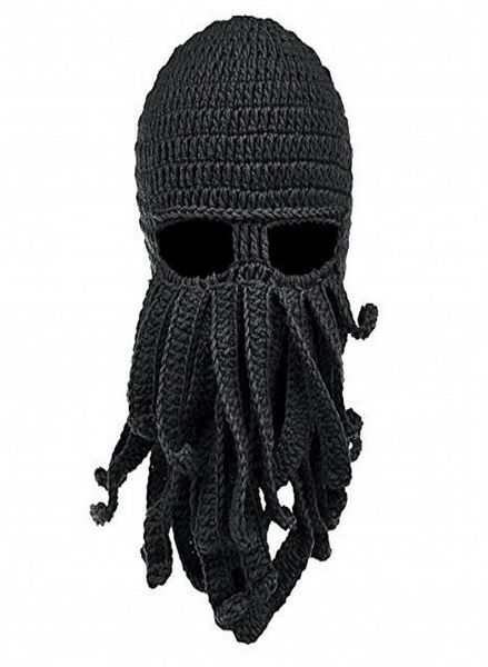 Gestrickte Gesichtsmaske, Oktopus, gestrickte winddichte Mütze, Wolle, Ski-Gesichtsmasken, Event, Party, Halloween, Strickmütze, Tintenfisch-Mütze, Beanie, coole Geschenke 6741782