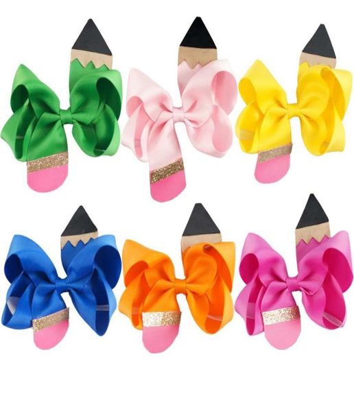 45 pollici ragazze fiocchi forcine per bambini matita fiocchi fermaglio per capelli paillettes nastro in grosgrain fiocchi mollette per accessori per capelli bambino natale7848178