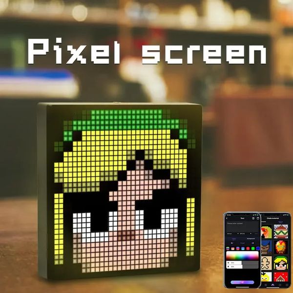 Smart LED Pixel Display Luce notturna Controllo APP Schermo programmabile Animazione di testo fai da te Po Frame Pixel Art Home Decor Sala giochi 240112