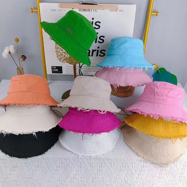 La nuova primavera/estate del designer lava il vecchio cappello da pescatore a tesa larga moda vacanza bordo peloso corda protezione solare cappello da sole da donna marea di alta qualità