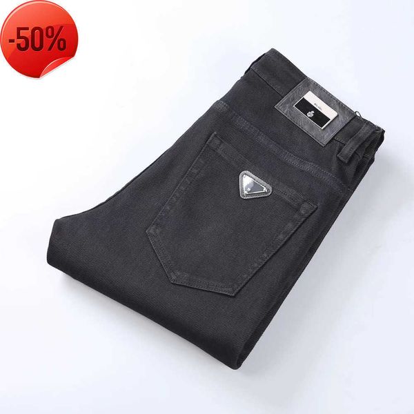 Mens Jeans Elasticidade Jean Hombre Calças Homens e Mulheres Marca de Moda Calças de Luxo Denim Pant Tendência Marca Calças de Motocicleta Mens Skinny Botões 46