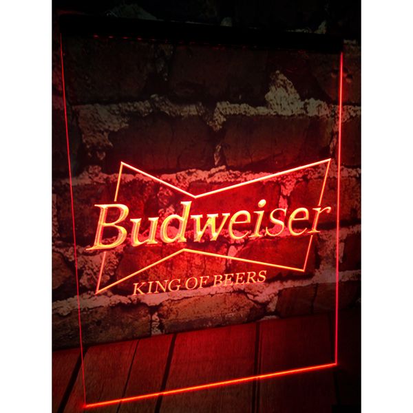 Светодиодная неоновая вывеска Budweiser King Of Beer Bar Pub Club 3D Signs Light Home Decor Crafts Drop Delivery Lights Lighting Holiday Dhbkc