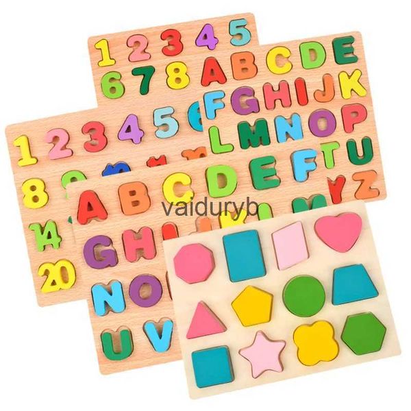 Quebra-cabeças 3D Brinquedos de madeira Número Letra Forma Cognição Educação Infantil Matemática Colorvaiduryb