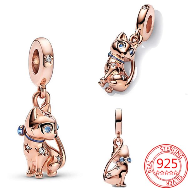 Neue Ankunft Sier Sparkling Rose Gold Haustier Katze Kitty Charm Fit Armband Und Halskette DIY Frauen Schmuck Geburtstag Geschenk