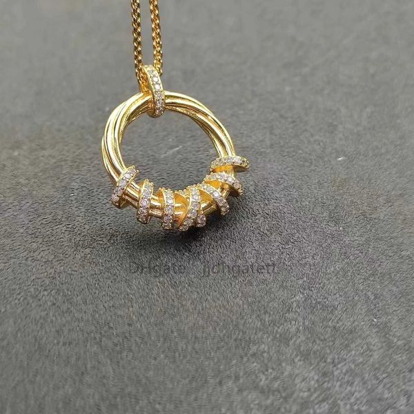 Прекрасное ожерелье, дизайнерское ювелирное колье, переплетенное золото, брендовое серебро, 2 цвета, ожерелья, подвеска, эффектная роскошная круглая цепочка для женщин, бижутерия LB5O