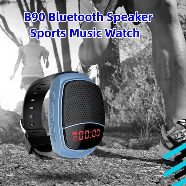 Lautsprecher-Armbanduhr, Bluetooth-Lautsprecher B90, FM-Radio, tragbares USB-Ladegerät, tragbarer Outdoor-Sport, Radfahren, Laufen, lauter Lautsprecher