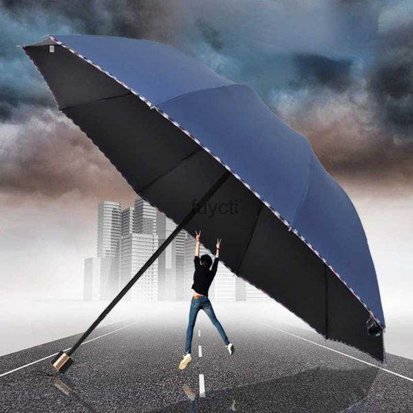 Зонты Тройной утолщенный виниловый солнцезащитный зонтик с 10 дольками для студентов, двойной складной зонт большого размера для мужчинБизнесРекламаЗонтик YQ240112