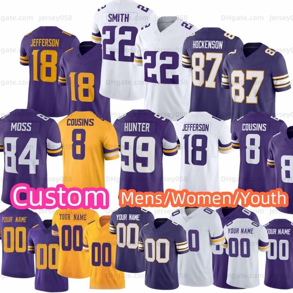 Addison Justin Jefferson Joshua Dobbs Fußballtrikot Männer Frauen Jugend Mekhi Blackmon TJ Hockenson Kirk Cousins Harrison Smith Adrian Peterson Randy Moss CJ Ham