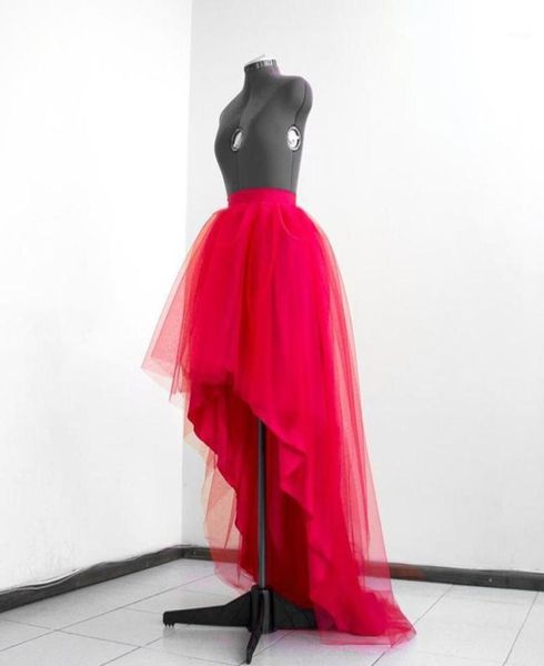 Saias alta baixa tule saia vermelha vestido de bola hi tutu casamento moda em camadas assimétricas para festa de baile custom made8425233