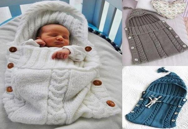 2017 Yenidoğan Yumuşak Bebek Uyku Tulumları Kış Sıcak Yün Örme Örgü Zarf Toddler Swaddle Wrap Battaniyeler Bebek Footmuff7573191