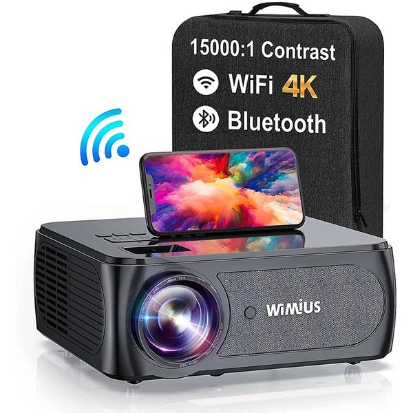 Proiettori 4K Proiettore Full HD WiFi Bluetooth 5G Nativo 1080p 15000 Contrasto 4P/4D Keystone Videoproiettore per esterni K8 240112