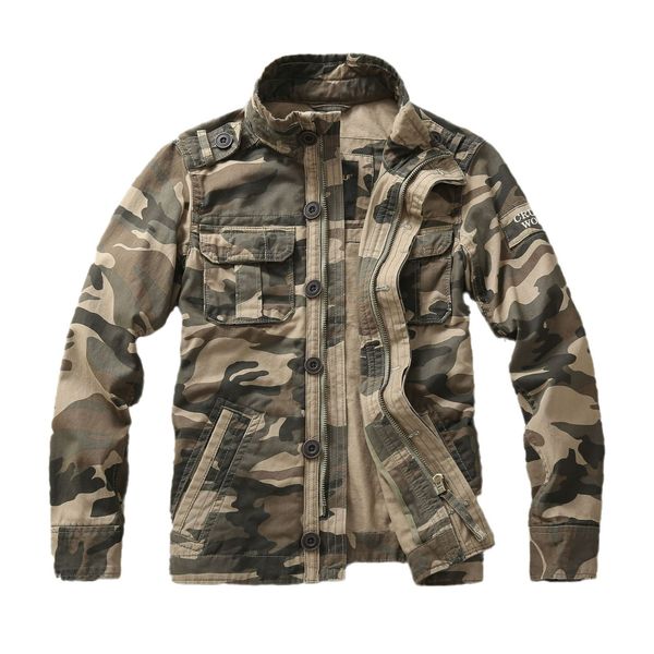 Herrenbekleidung Herbst und Winter neues Produkt reine Baumwolle lässige Tarnarbeitsjacke ohne Kapuze Jacke Militärjacke für Herren mittleren Alters