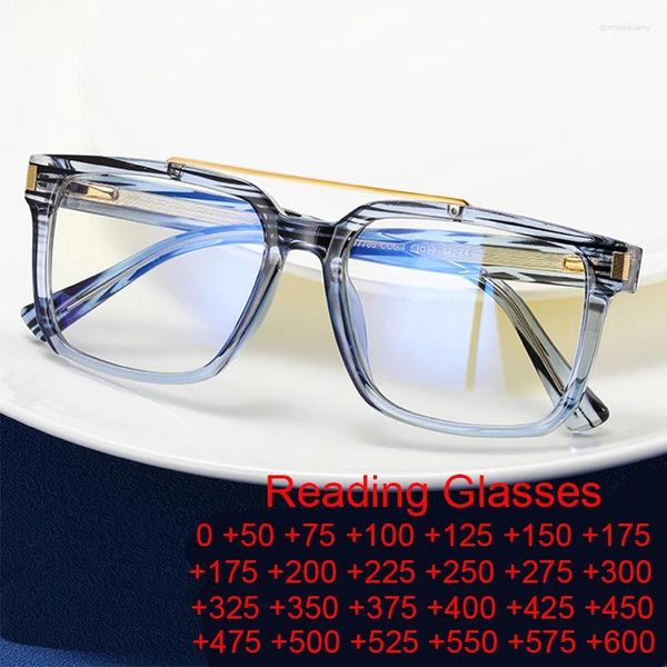 Sonnenbrille Marke Schwarz Quadrat Anti-blau Licht Lesebrille TR90 männer Brillen Optische Weit Anblick Brillen Gafas De Lectura hombre 2,5