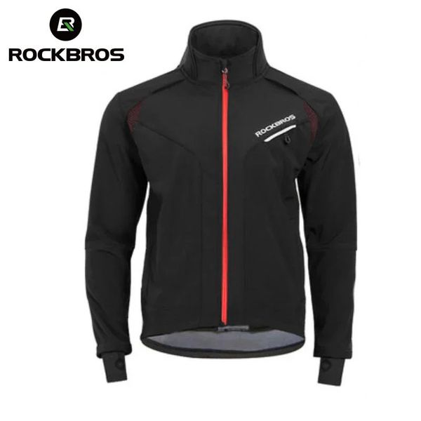 Rockbros atacado jaqueta de ciclismo inverno à prova vento repelente água reflexiva jaqueta quente mountain bike alongar manguito jaqueta 240112