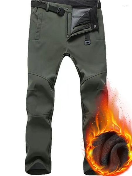 Pantaloni da uomo invernali da sci da uomo caldi termici impermeabili tattici foderati in pile pantaloni da trekking all'aperto lavoro in montagna