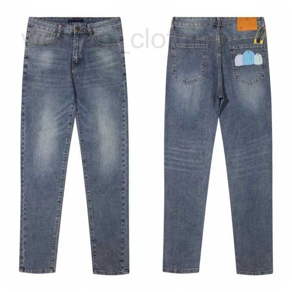 Jeans da uomo Jeans firmati Gambe da uomo Forcella aperta Capris stretti di zucca Pantaloni dritti in denim Addensare pantaloni jeans elasticizzati dimagranti Homme Abbigliamento Stampa ricamata